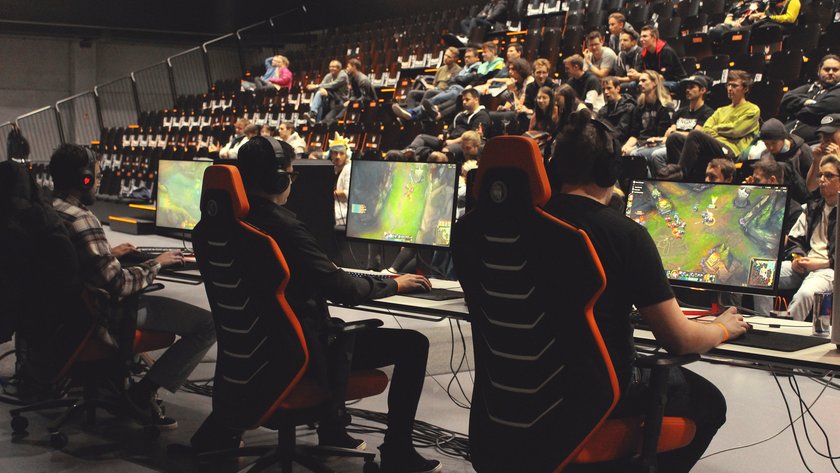 (opens enlarged image) Students play League of Legends at the World Championship. (opens enlarged image)