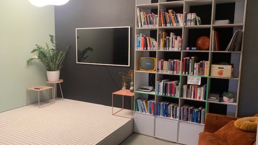 (opens enlarged image) Stage in Founders Space (opens enlarged image)