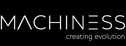 Das Logo der Firma MACHINESS besteht aus dem Schriftzug des Firmennamens in weißen Großbuchstaben auf schwarzem Hintergrund