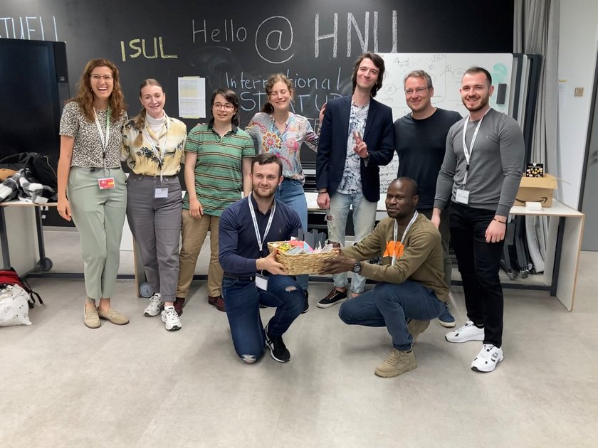 Winners of the hackathon with PineBerry founder Rebecca Bregant (top row, fourth from left)