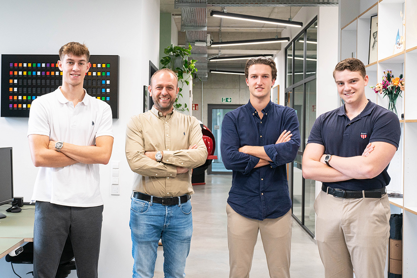 Group photo in Founders Space (opens enlarged image)