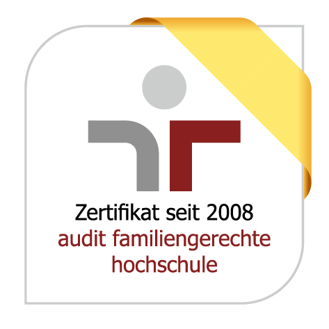 Logo "Certificate since 2008" audit familiengerechte hochschule. (opens enlarged image)